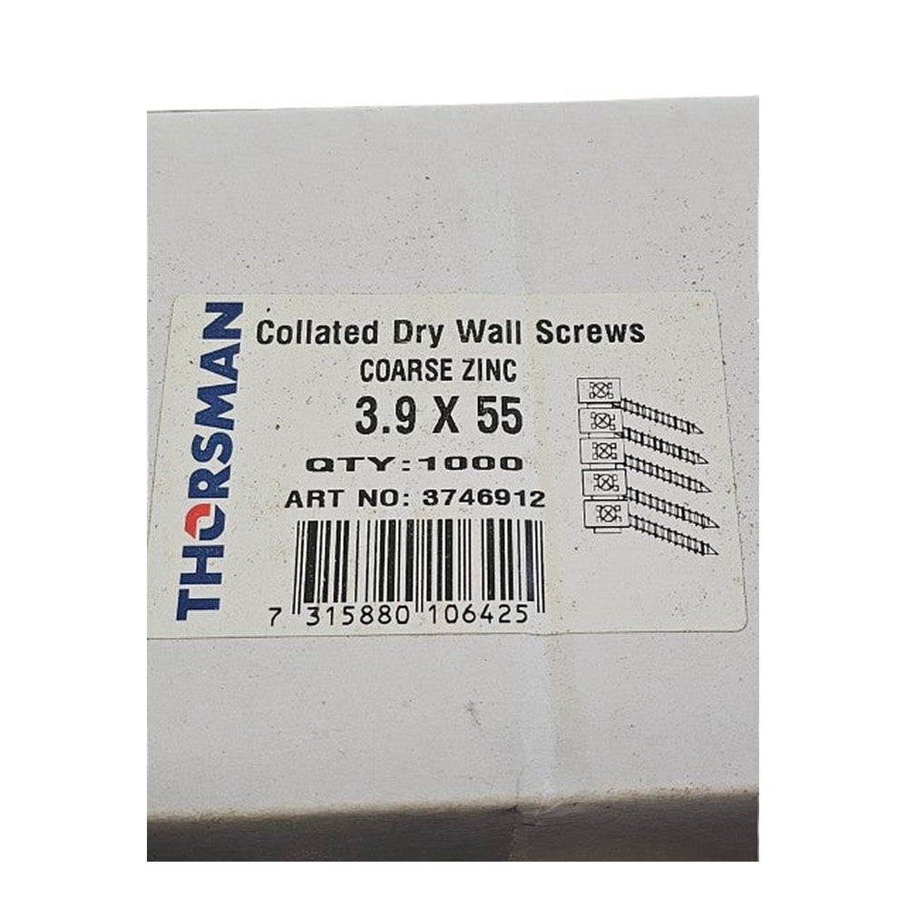 Thorsman 3.9 x 55 Collated Dry Wall Screws Box of 1000