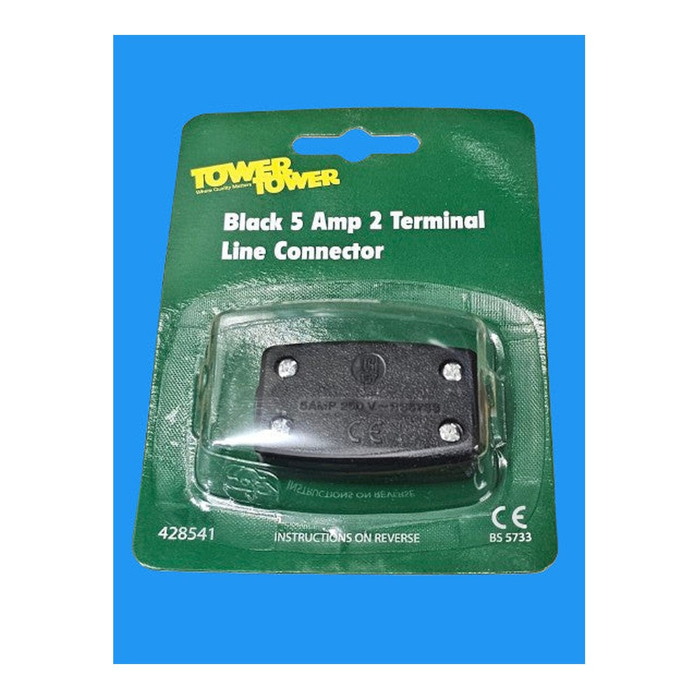 Black 5 Amp 2 Terminal Line Connector GET Tower For Joinging Flexes up to 5Amp