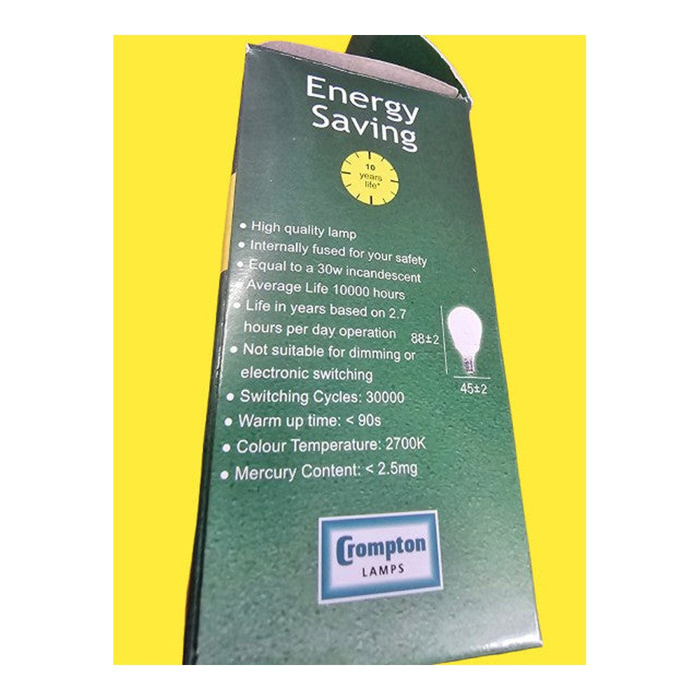 7w = 30w Round SES Energy Saver Bulb Lamp Warm White Non-Dimmable (Pack of 2)