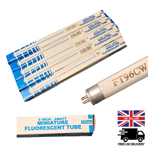 CED T5 6w 9" 225mm Long Fluorescent Tube Lamp. Cool White FT96CW