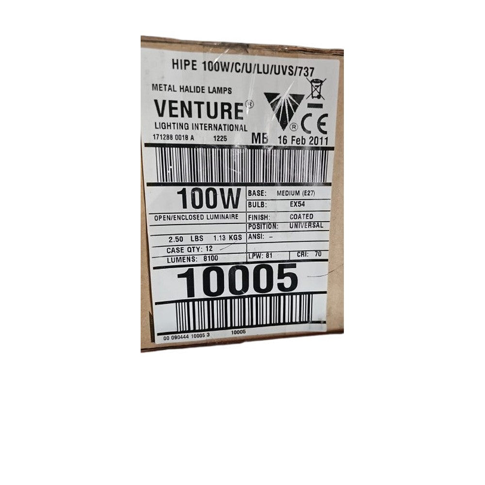 E27 HIPE 100W/C/U/LU/UVS/737 Venture Bulb Lamp 10005 Rated for Open Luminaires