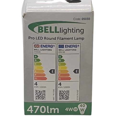 2 x BC/B22 Bell 4w = 40w 470lm Bulbs Pro LED Round Filament Lamp 05030