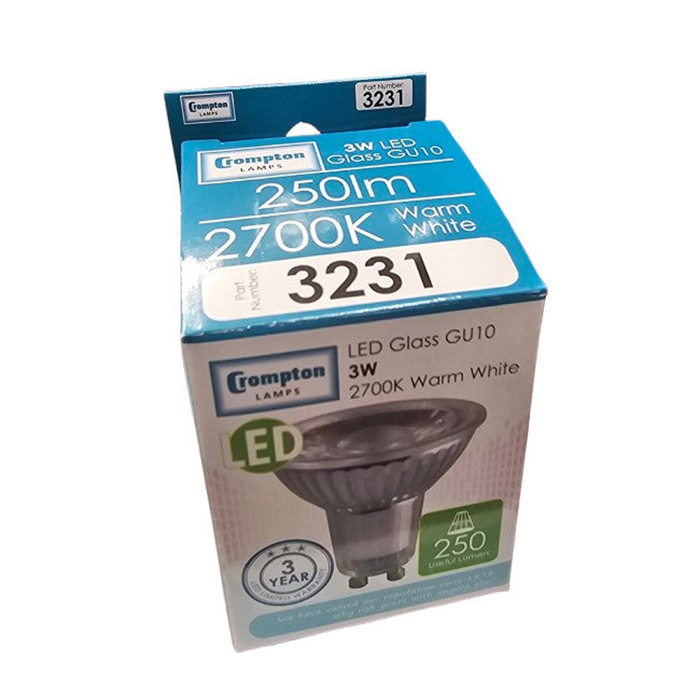 GU10 3w Crompton LED Bulb Lamp 250lm 2700k Warm White 3231