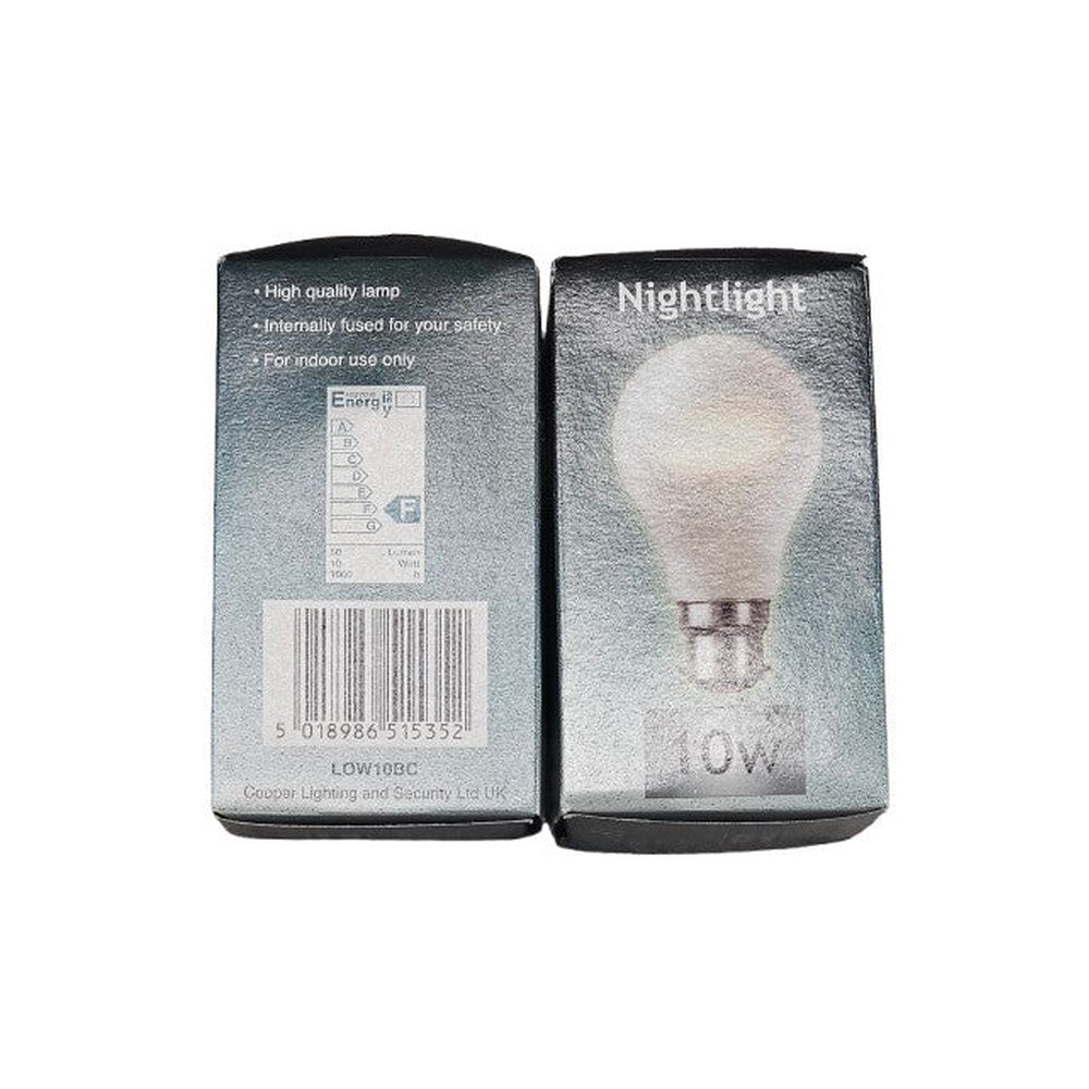 BC B22d 10w ( Pack of 2 ) Crompton Nightlight GLS Pearl 240v