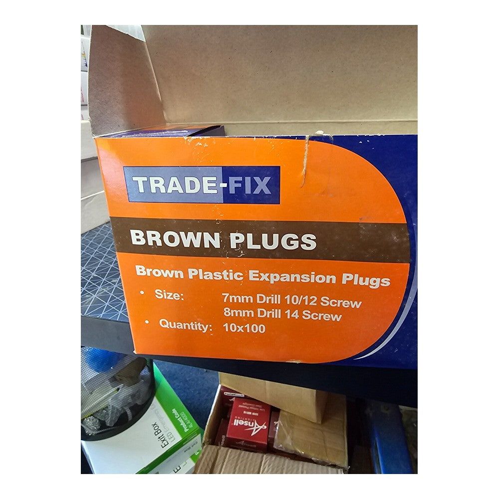300 Trade-Fix 7mm Drill 10/12 Screw 8mm Drill 14 Screw Brown Plastic Exp Plugs