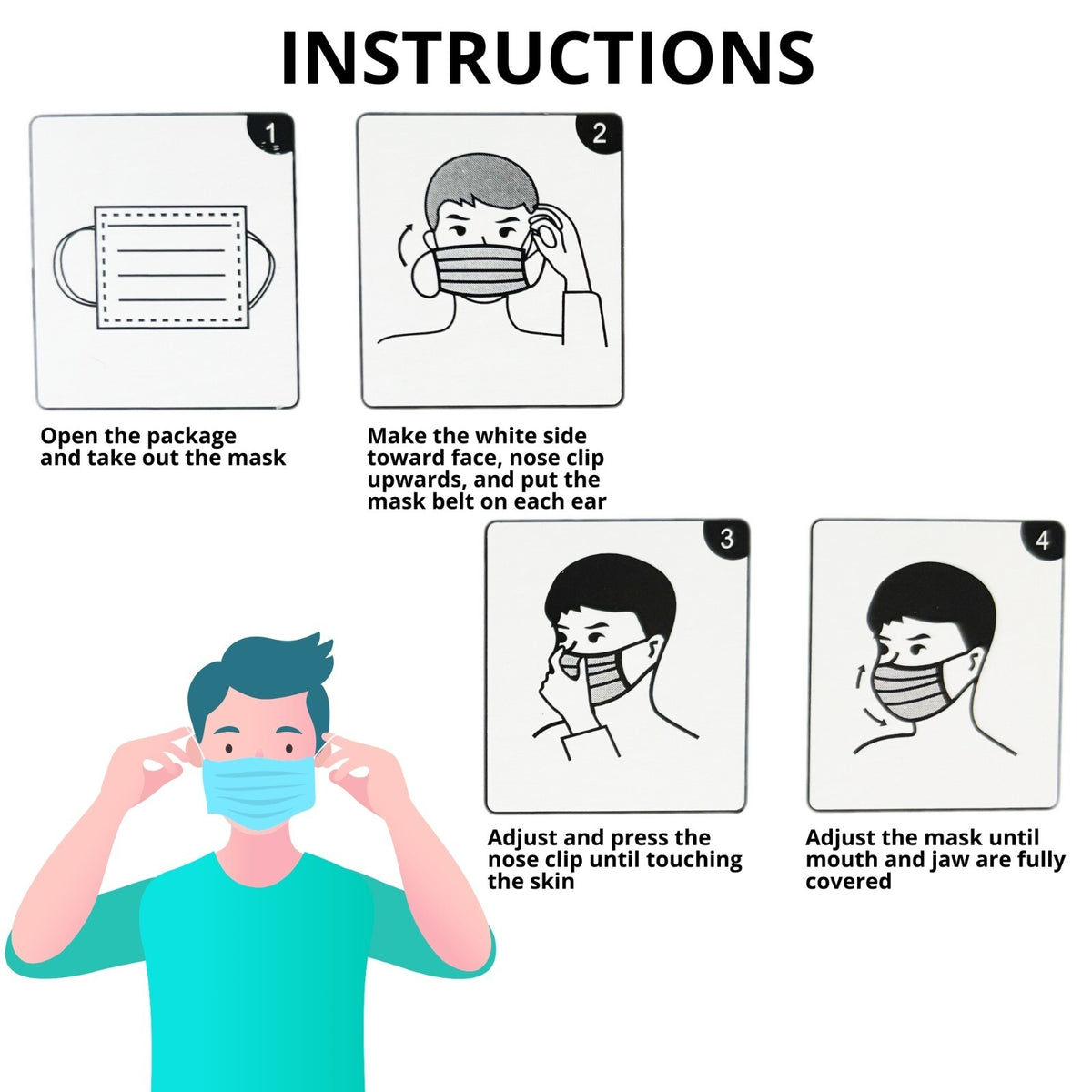 Disposable Surgical Face Masks 50 PCS - 3 Ply Protection Bacteria Dust Pollen