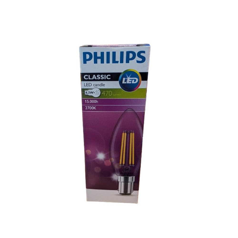 2x Philips LED Candle ND 4.3-40W B15 B38 Warm White Light