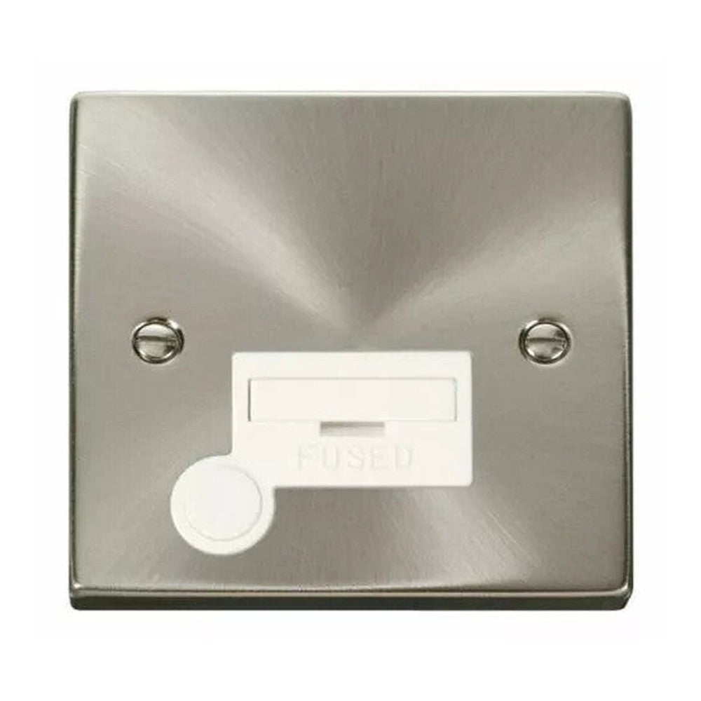 Click Deco VPSC050WH 13A Unswitched Fused Spur & Flex Outlet White Satin Chrome