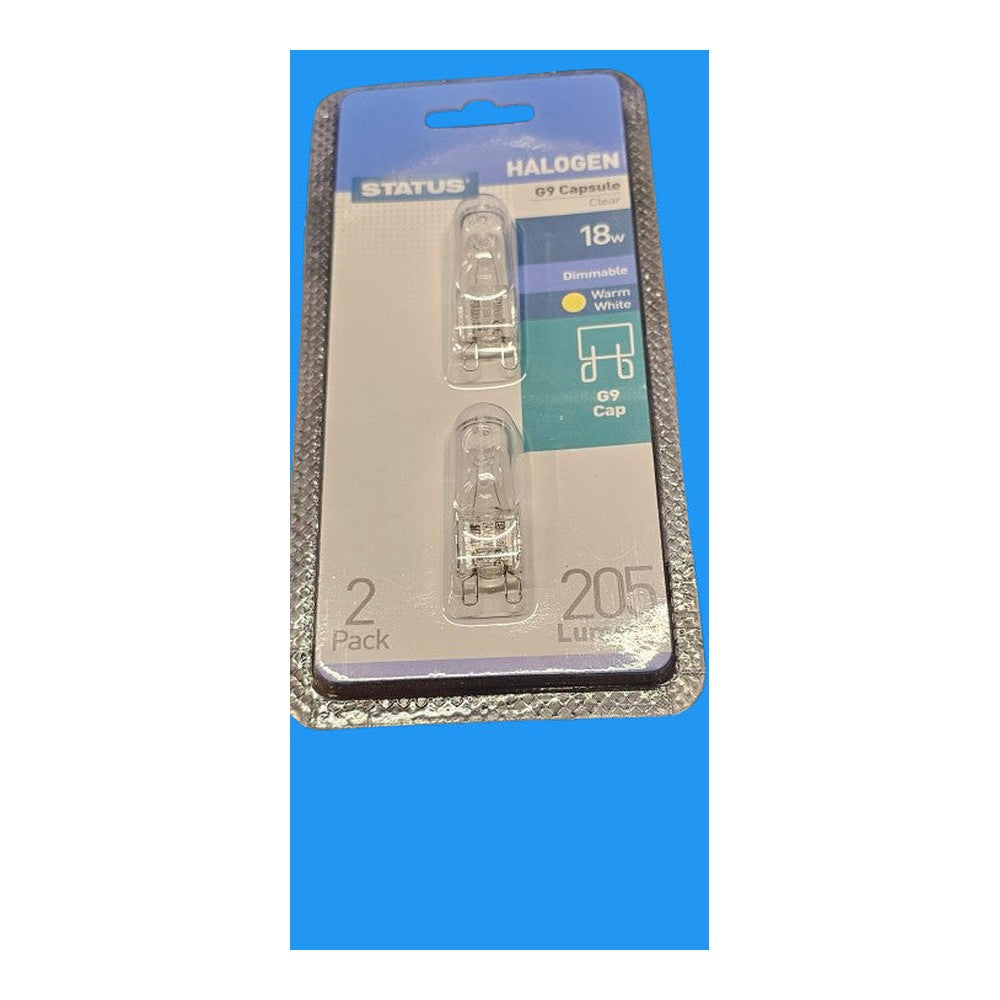 G9 18W Capsule (Pack of 2 ) Status Halogen 205lm Warm White Dimmable Clear 2700k