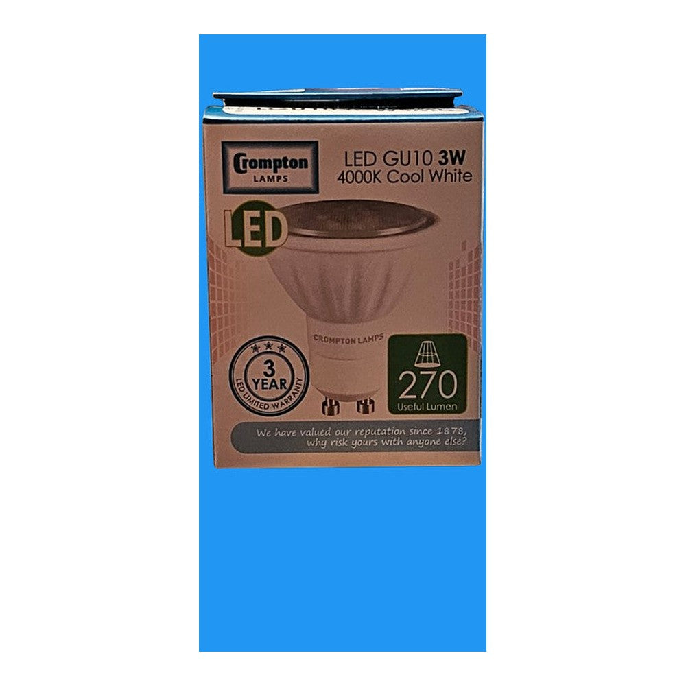 GU10 3w LED Crompton 270lm Bulb Lamp 4000k Cool White