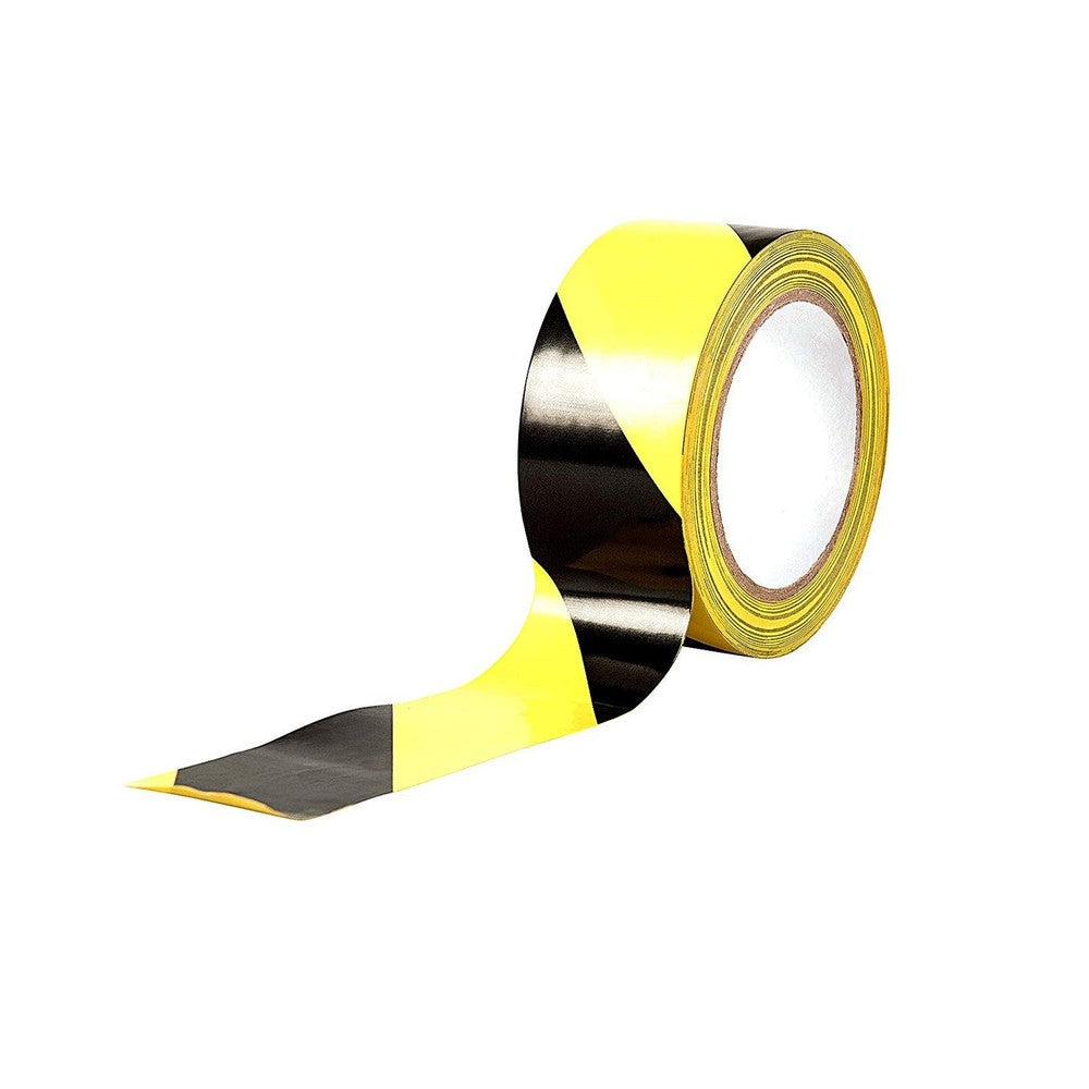 2x Olympic Fixings Yellow/Black Caution Tape PVC Hazard Warning Rolls 50mm x 33m