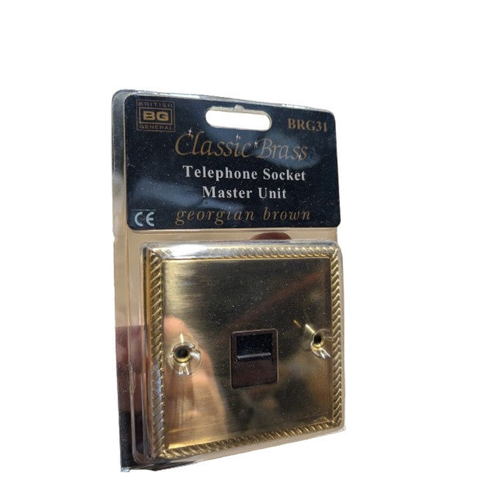 Telephone socket landline, 1 gang master bg electrical brg31 - georgian brass