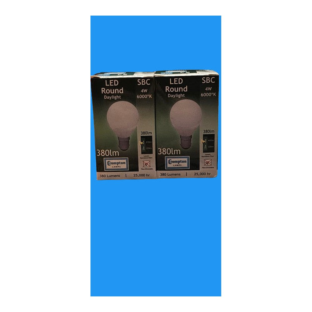 2 x SBC 4w Crompton LED Round Daylight Bulb Lamp 180lm 25000h