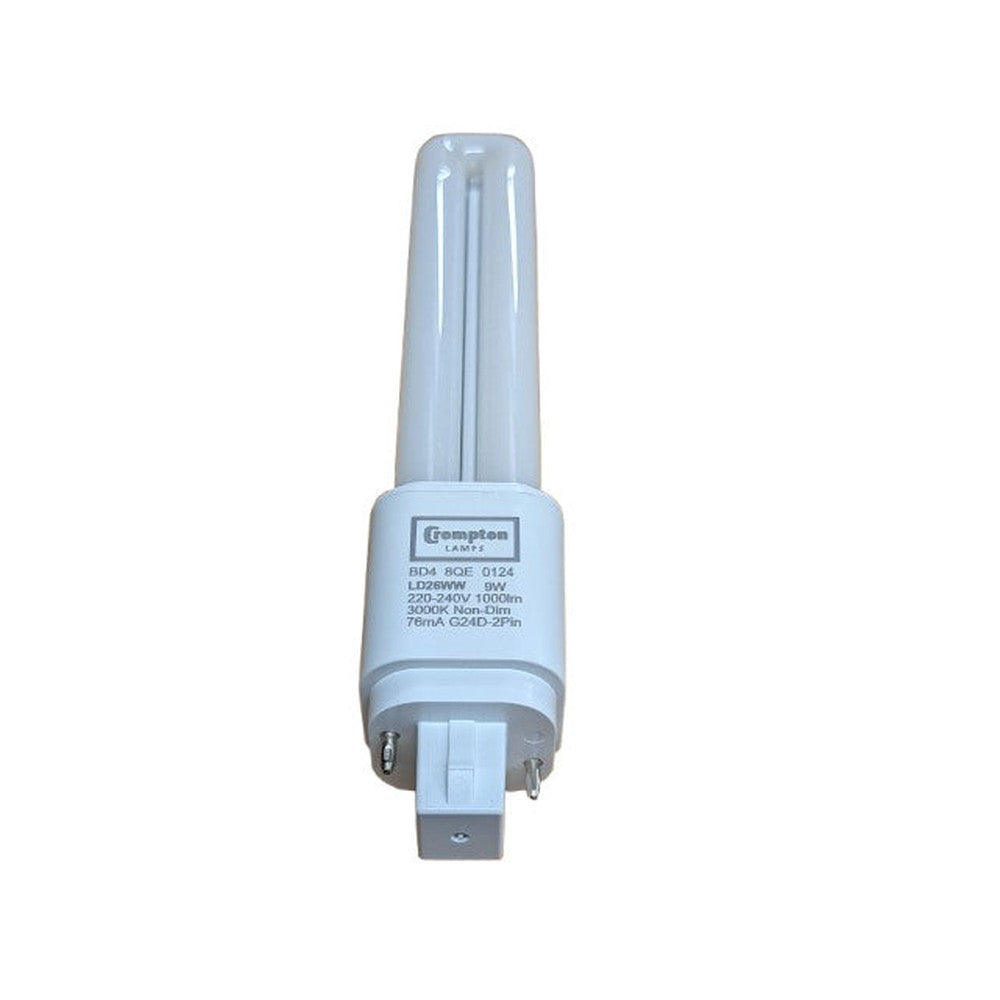 Crompton LED PLC 9W G24QD  2-pin Double Turn D-Type Direct to Mains Warm Whit