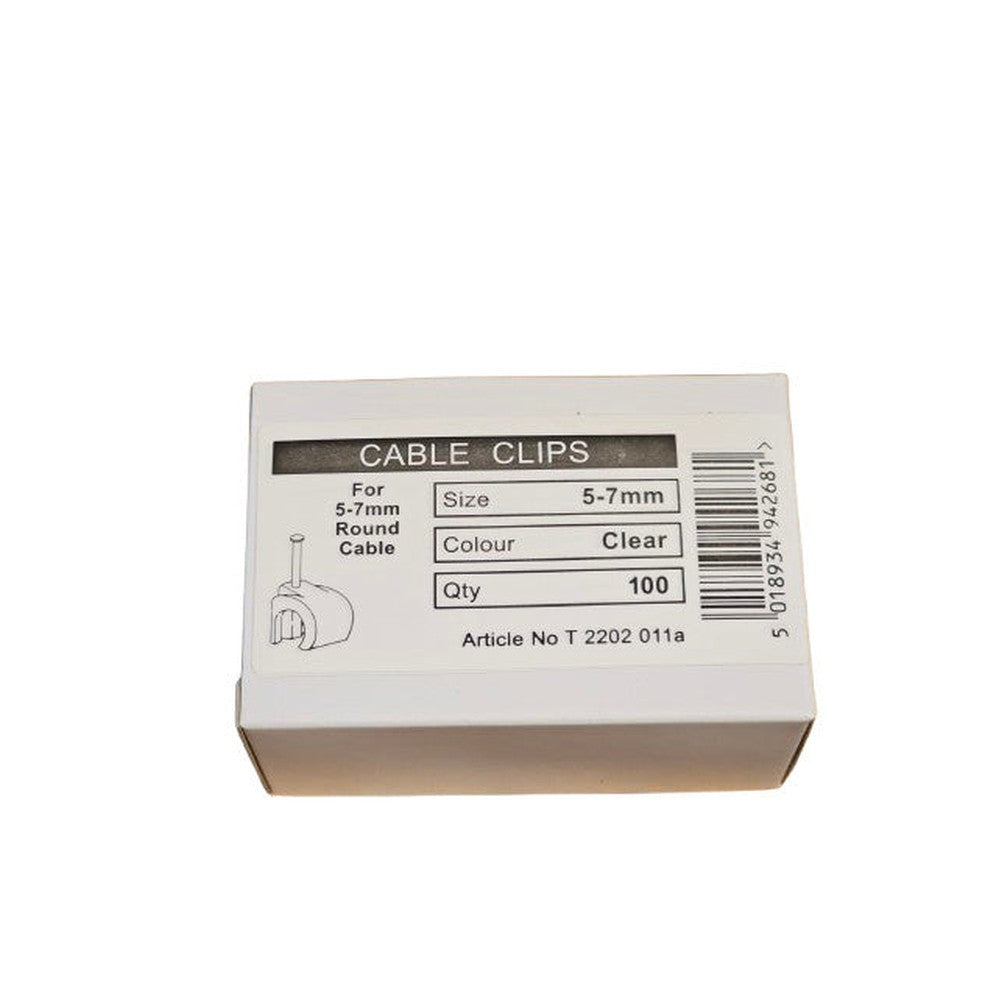Cable Clips 5-7mm Round Cable Clear