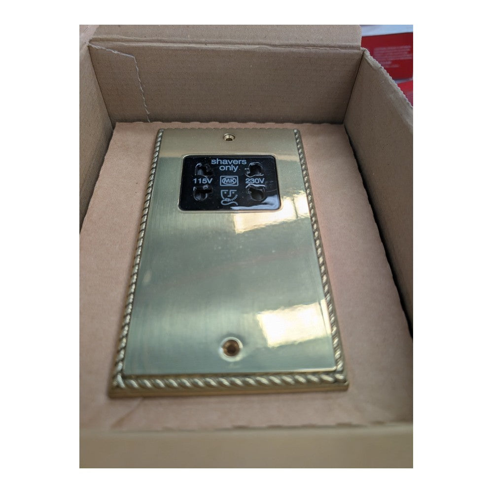 MK Grosvenor Plus Shaver supply Socket unit in brass  rope edge finish K704 POB