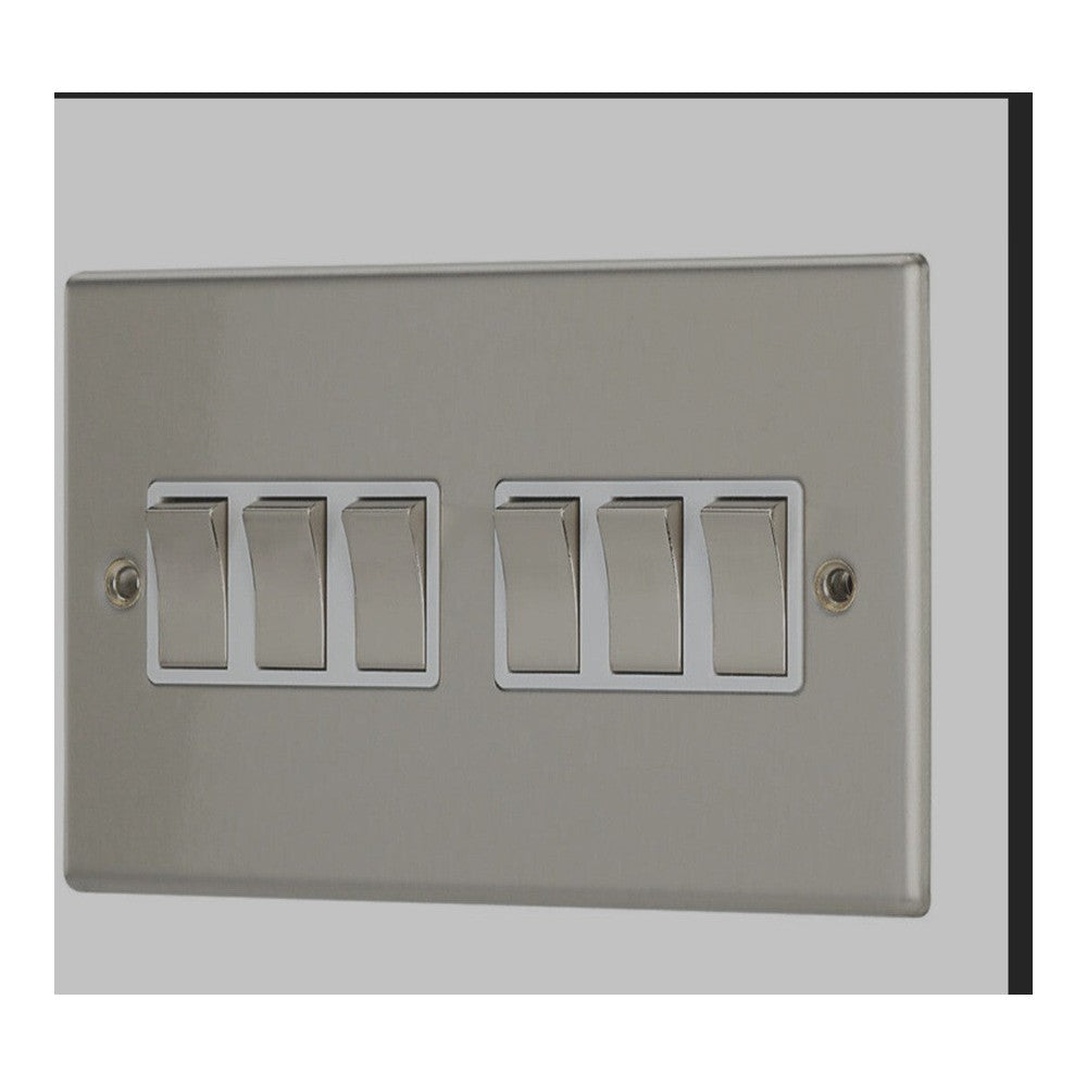 Contactum 6 Gang 2 Way 10 amp AX Plateswitch Brushed Chrome