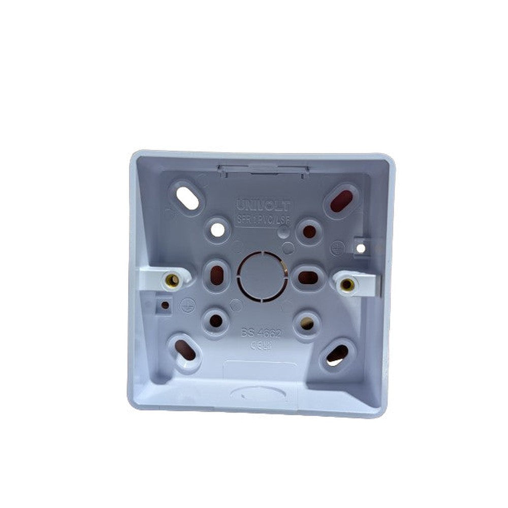 DIETZEL PVC-LSF UNIVOLT SFR1-32 32MM Surface Box x2 Single Gang Round Edge White