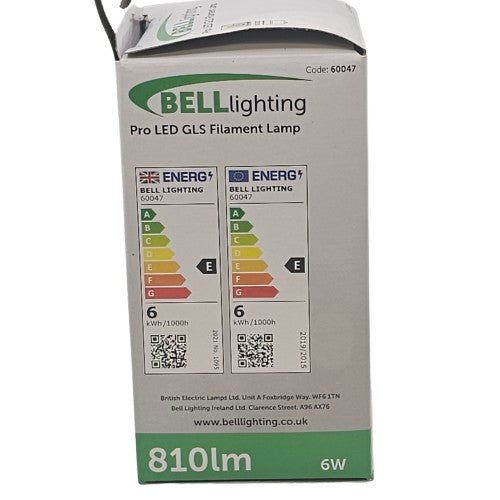 3 x BC/B22 6W Bell Pro GLS LED Filament Lamp Bulb 810lm Clear Cool 90% Energy
