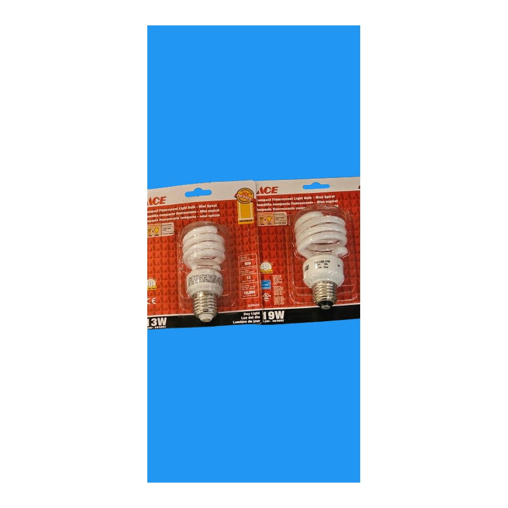 E27 / ES 120V 13W and 19W ACE Mini Spiral Site Work Light Bulb 1200lm Soft White