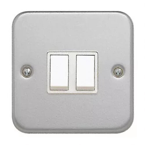 White Metal Clad Switch, 2 Way 2 Gang Contactum 3722 Metal Clad (pack of 2)