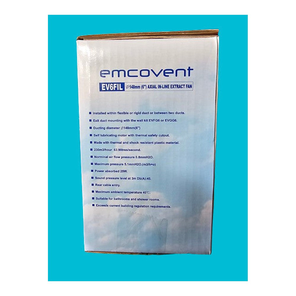 Emcovent EV6FIL 6" Axial In-line Extract Fan 25W