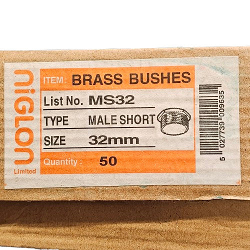 Niglon 32mm Brass Male Short Bushes Conduit Fittings MS32