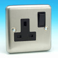 13 Amp Switched Socket Brushed Chrome Black insert Contactum 3346BCB Reflect 1g