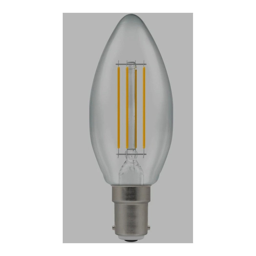 2 x SBC B15 4.2W = 40W Crompton Clear LED Filament Candle Bulb 470lm  Warm White
