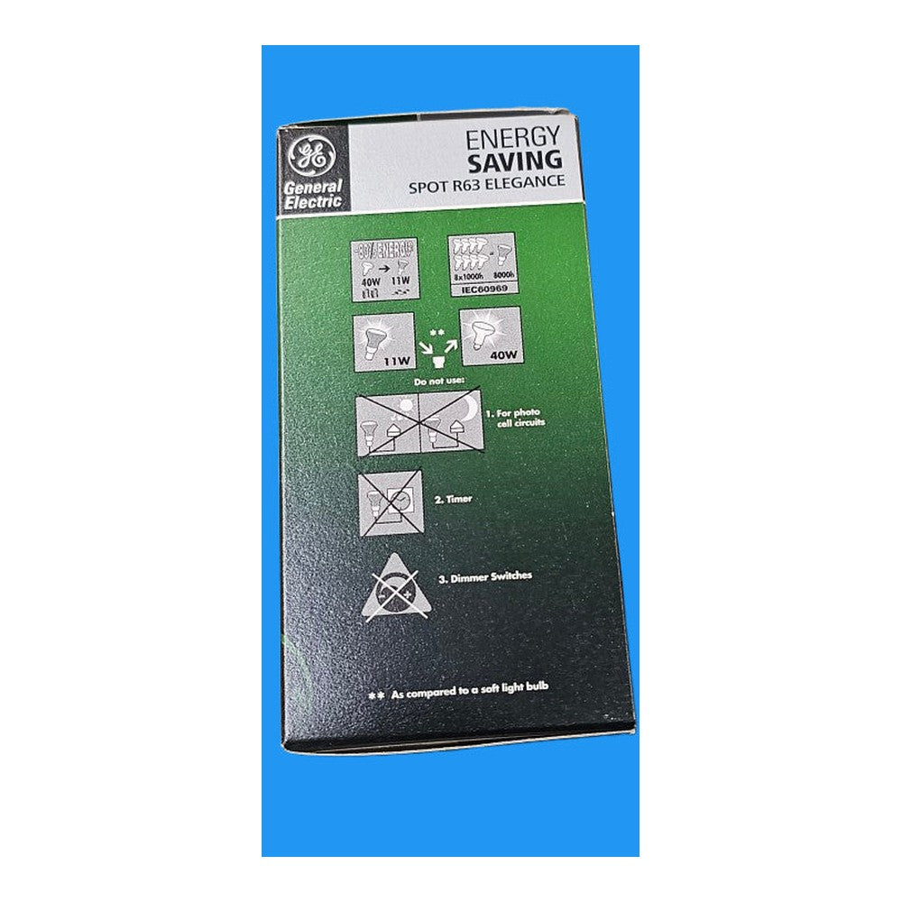 B22-BC 11W = 40W General Electric Tech Extra Mini Spot R63 Elegance Energy Saver