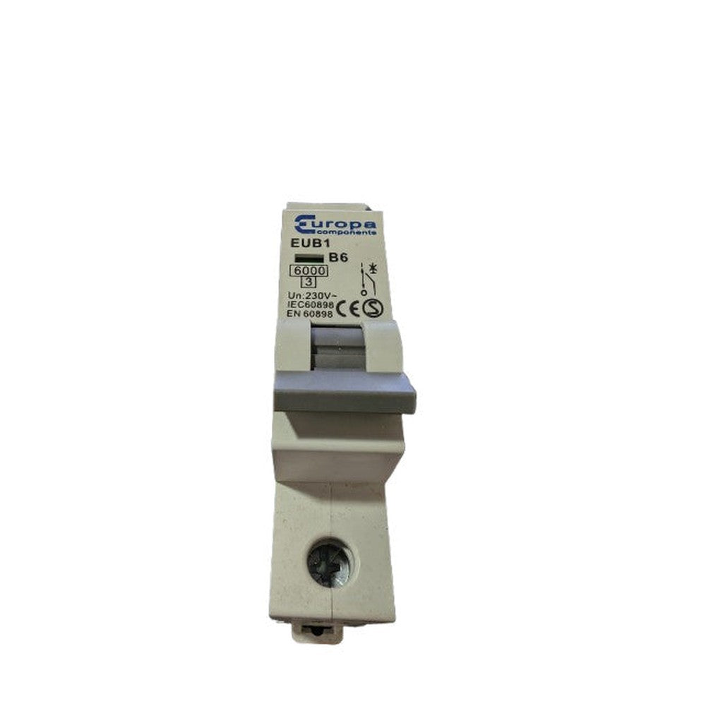2x Europa MCB 6A 6 AMP EUB1 B6 SP MCB Miniature Circuit Breaker