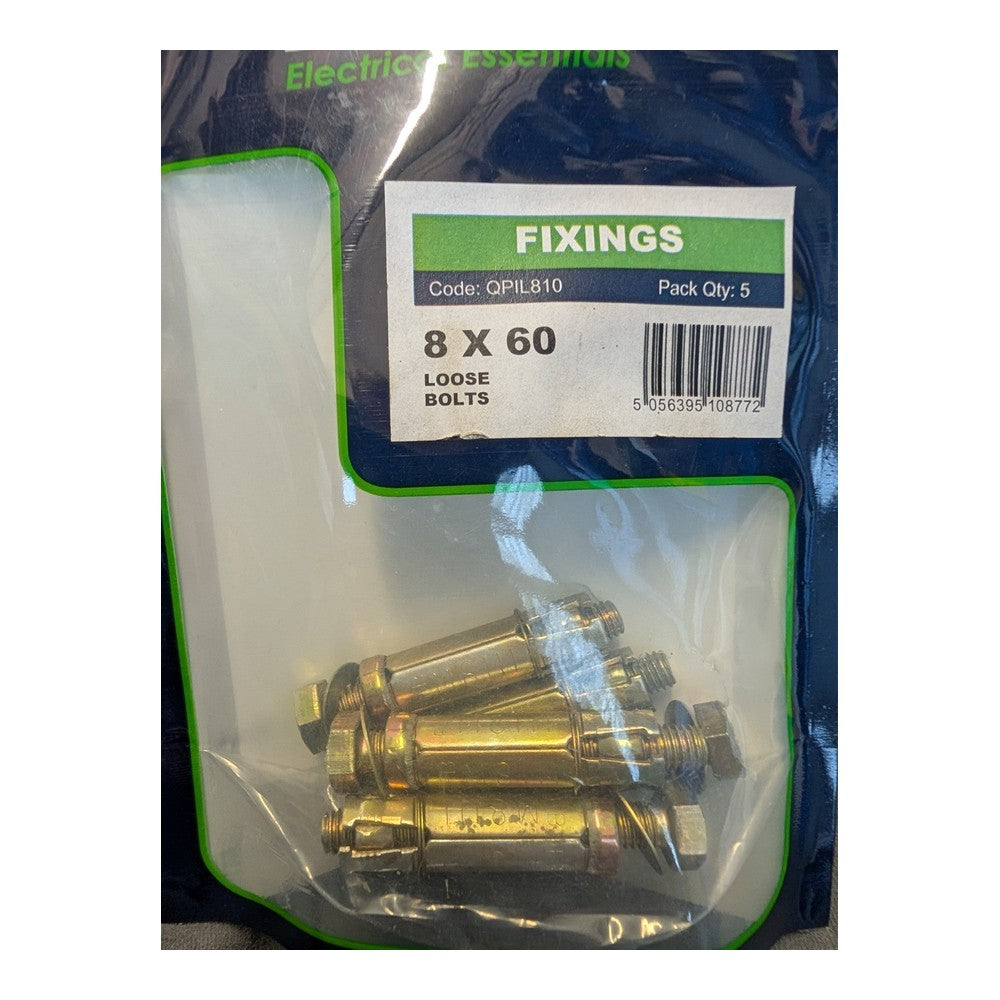 Deligo Expansion Shield Anchor Loose Bolts 8 x 60mm Pack Of 5