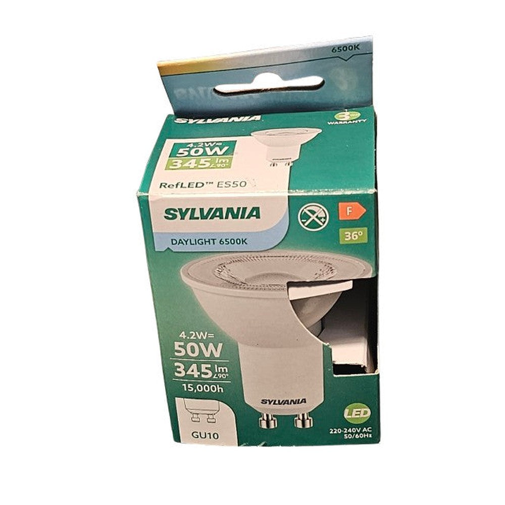 GU10 4.2W = 50W ( Pack of 2 ) Sylvania Bulb 345lm RefLED ES50 15000h