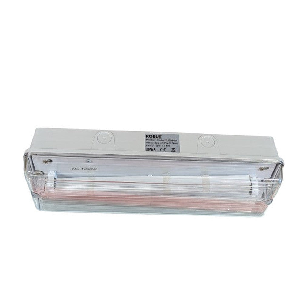 Robus R8BH IP65 Ingress Protection 8W T5 Bulkhead With Clear Diffuser (lamp inc)
