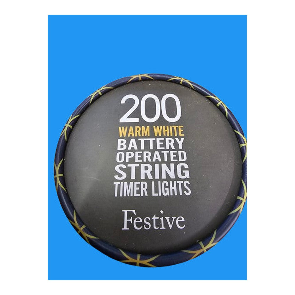 Festive White Battery Operated String Timer Lights 50,  200 or 400