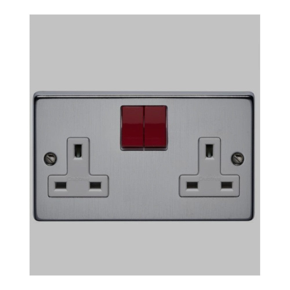 Capital 13A Twin Switched satin Chrome Socket