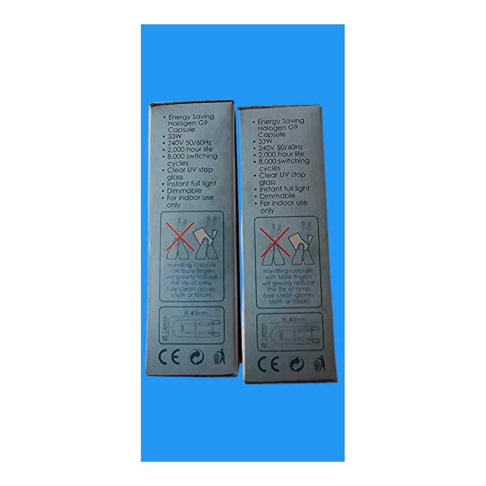 G9 33w Crompton Capsule 240v 2700k Warm White Clear UV Stop Glass Dimmable 460lm