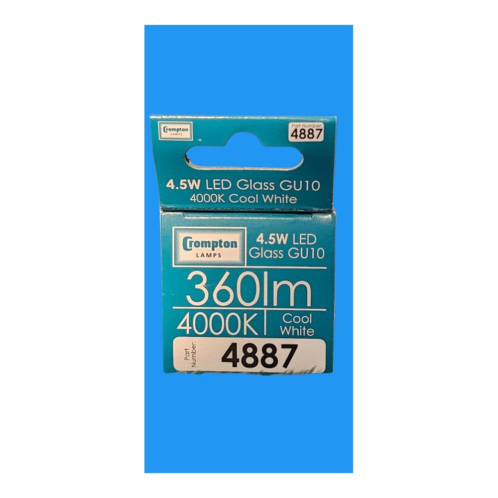 GU10 4.5W LED Crompton Cool White Bulb 4000k 360lm Ideal Retrofit 15000H 4887