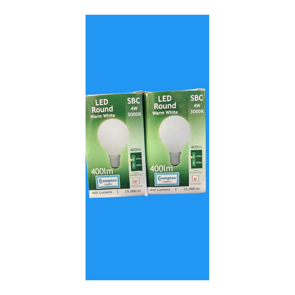 SBC 4W LED ( Pack of 3 ) Round Warm White 400lm 3000k Bulb 25000H Non-Dimmable