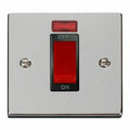 Click VPCH201BK Deco | Polished Chrome | 1 Gang Single Plate 45A 2 Pole Neon |