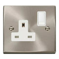 1 Gang 13A 2 Pole Switched Socket White Insert Click VPSC035WH Satin Chrome 2PK