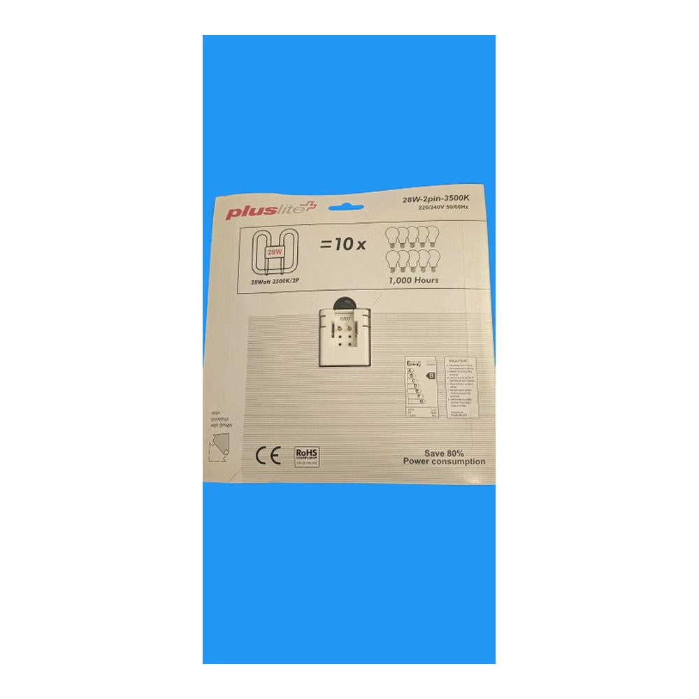 2D 28w 2 Pin Compact Fluorescent Bulb Lamp 3500k Pluslite 80% Power Consumption