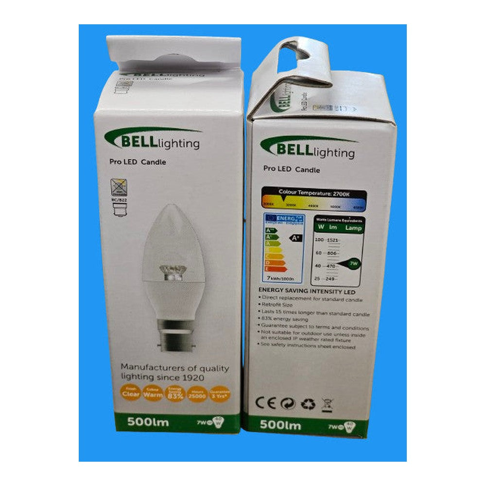 2 x Bell 7w BC/B22 LED Warm Candle Incandescent Canlb Lamp