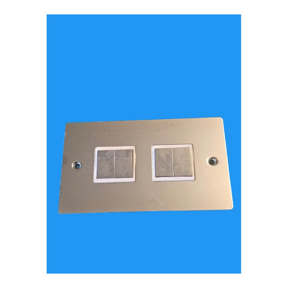 10A 4G 2W Switch Flat Plate Polished Chrome White Inserts One Electrical
