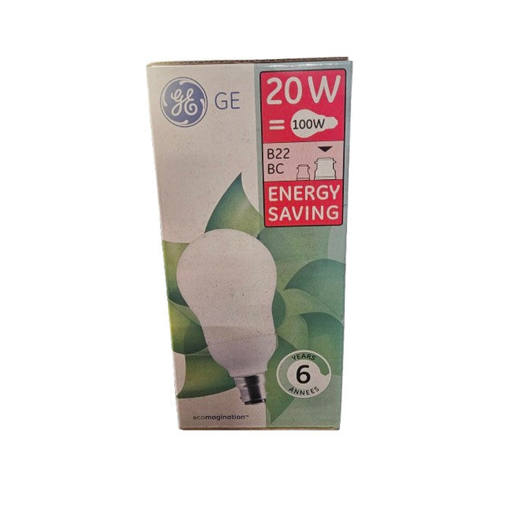 B22 BC 20W = 100W x 2  General Electric Energy Saving Bulb Lamp 80% Saving