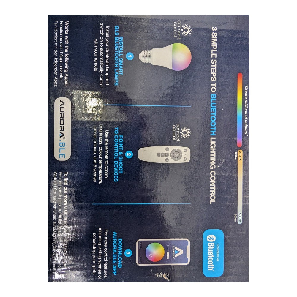 E27 8w Aurora Lighting AU-A1BTGECWK Smart GLS RGBCX  LED Lamps Starter Kit