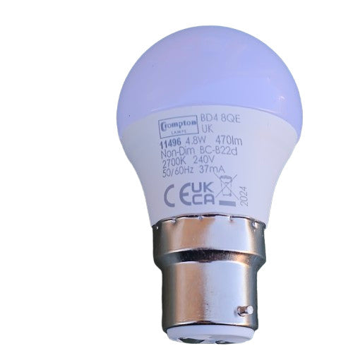 3 x BC - B22d 4.8w LED Round 2700k Warm White Bulb Lamp 240v 11496