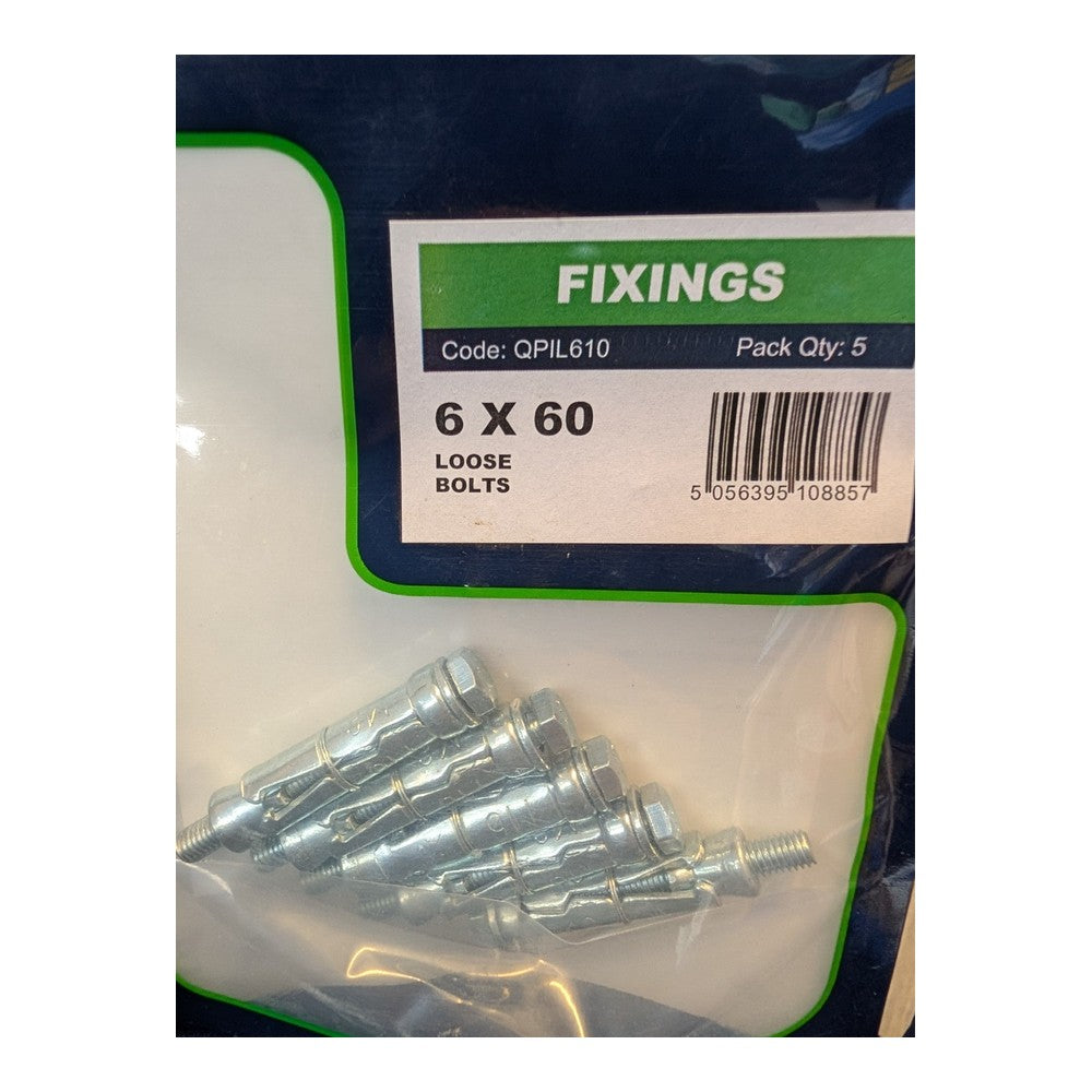 Deligo Expansion Shield Anchor Loose Bolts 6 x 60mm Pack Of 5