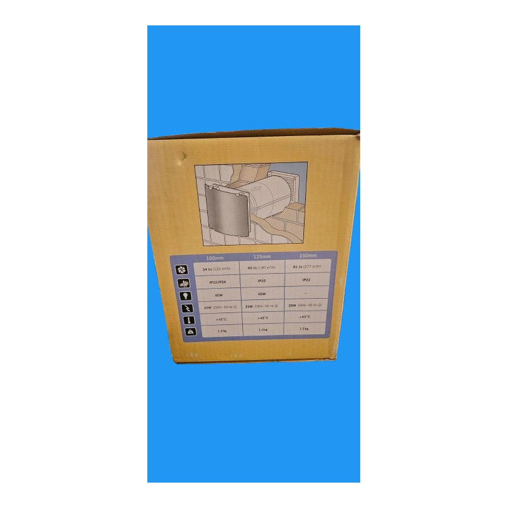 100mm Wall Fan With Timer Light and Frosted Glass Cover Greenwood Airvac 40w
