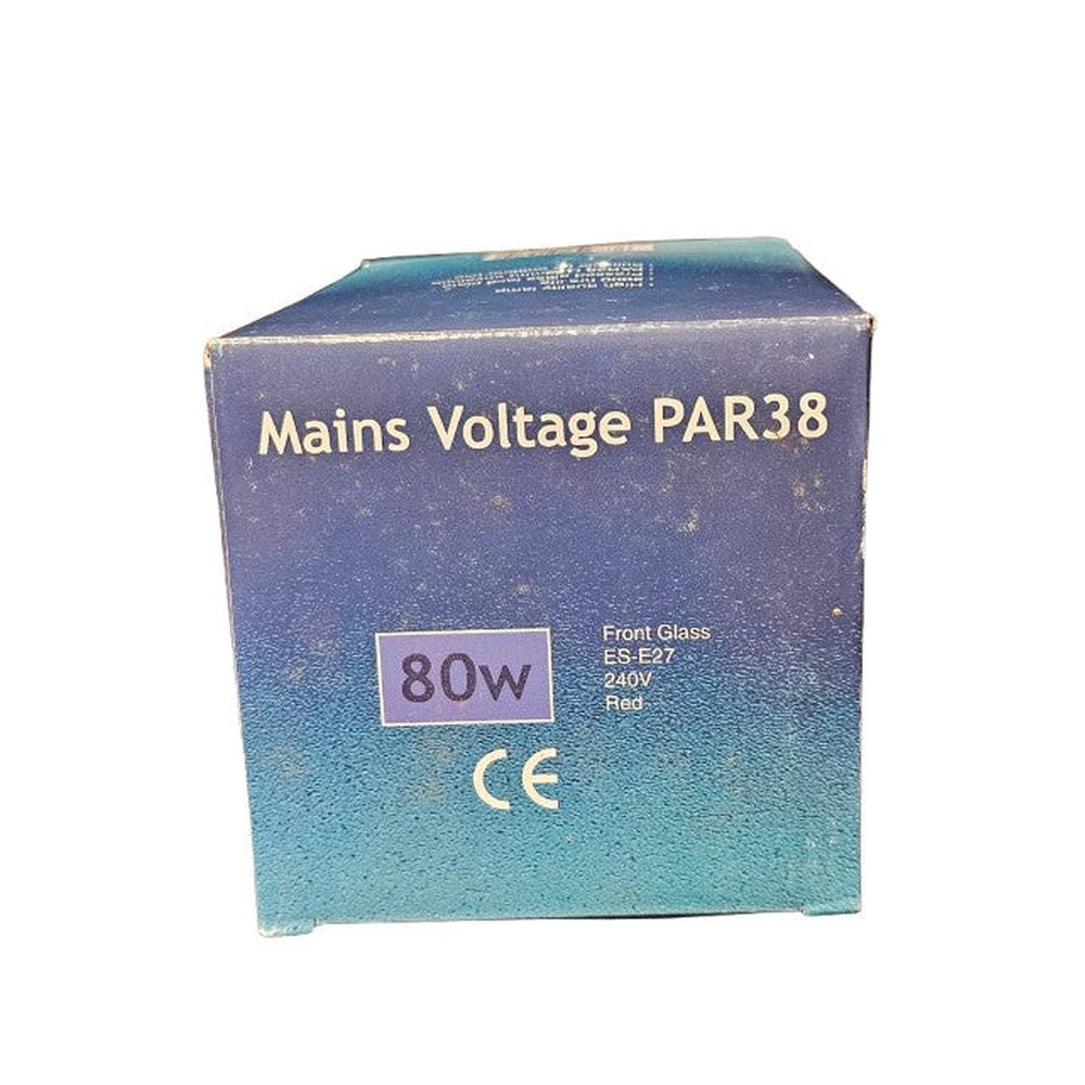 ES-E27 80w RED Mains Voltage PAR38 Crompton Front Glass RED